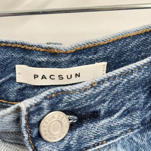 PacSun High Rise Straight Patchwork Jeans Sz 27 Button Fly Mom Jeans - Picture 4 of 7